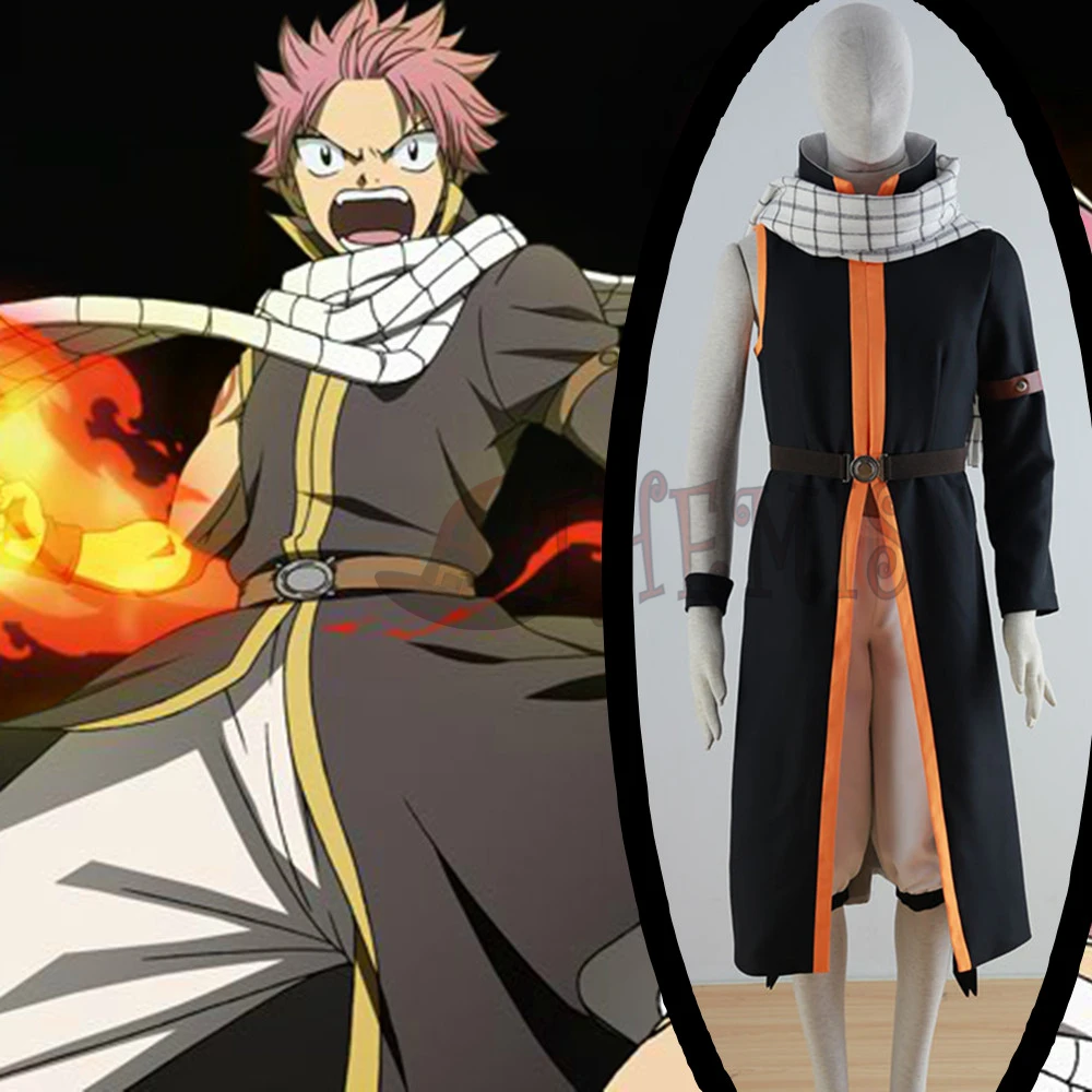 Athemis Новый Сказочный хвост Natsu Dragneel косплей костюм длинное пальто шарф пояс 5 шт.