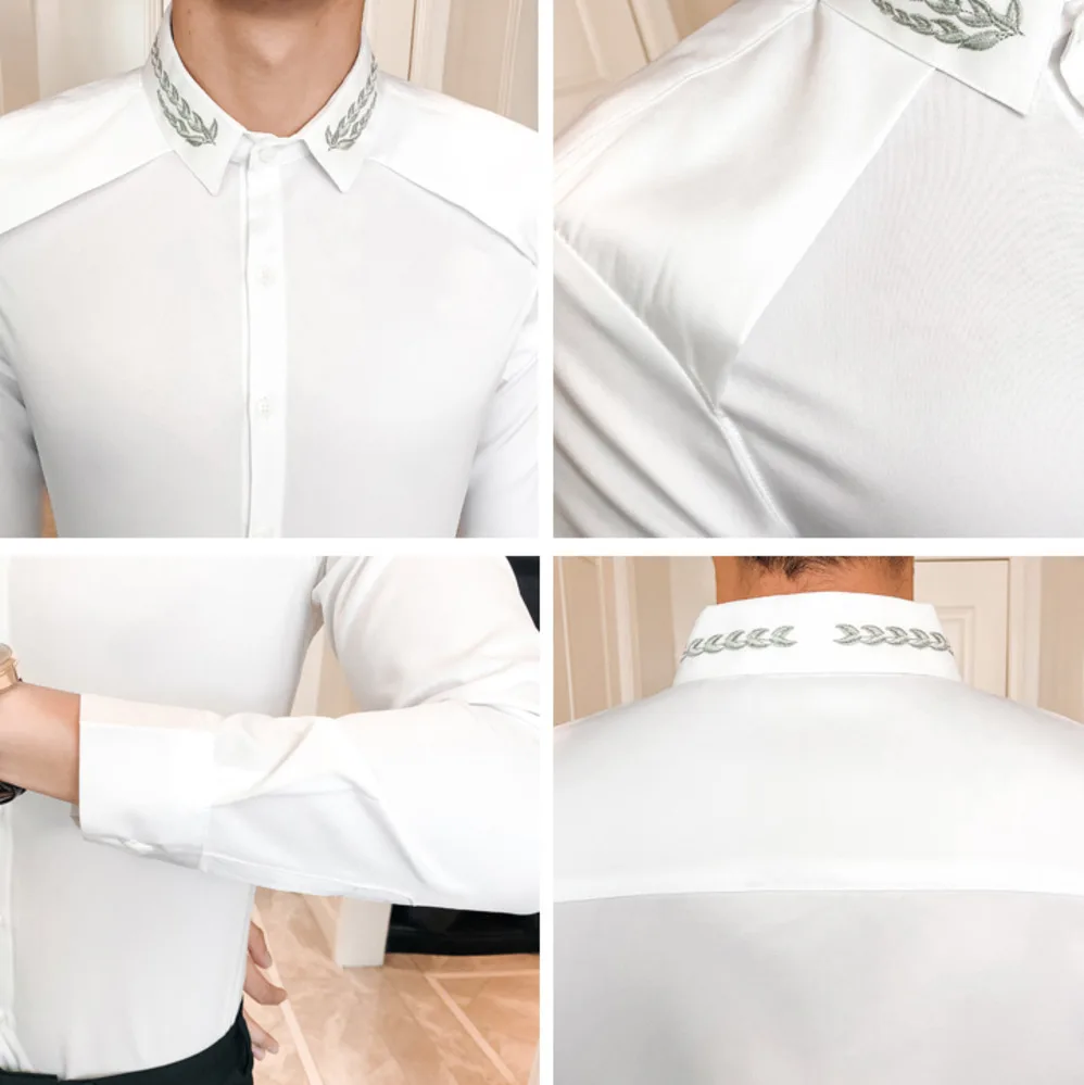 Embroidery Neckline Shirts Men Long Sleeve Shirts Men Dress Fashion Casual Slim Fit Male Business Shirts Camisa Social Masculina
Embroidery Neckline Shirts Men Long Sleeve Shirts Men Dress Fashion Casual Slim Fit Male Business Shirts Camisa Social Masculina