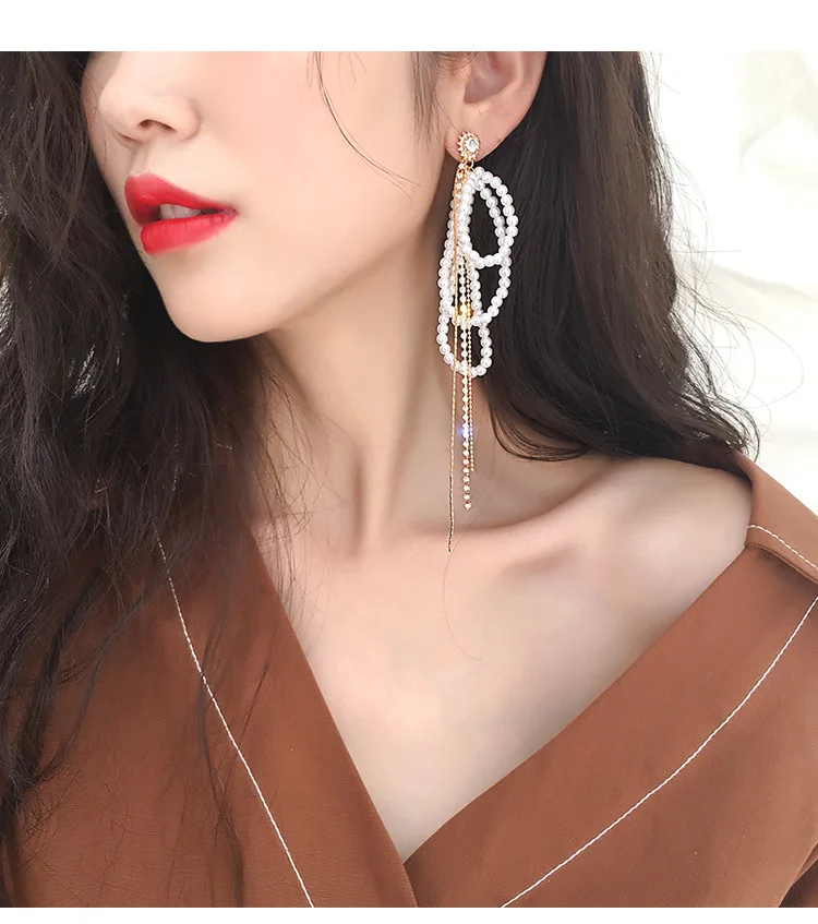Pearl tassel earrings drop exaggerated long fashion web celebrity earrings temperament joker
Pearl tassel earrings drop exaggerated long fashion web celebrity earrings temperament joker