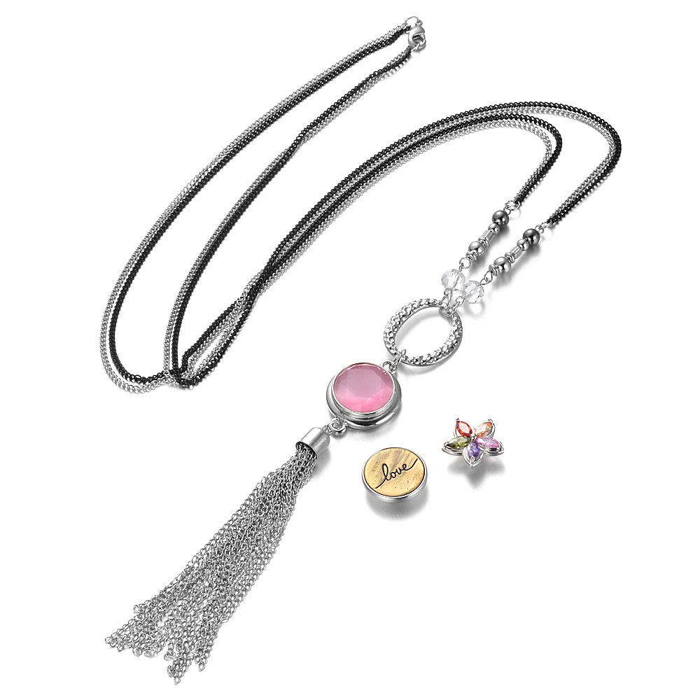 Vocheng Ginger Snap Neckalce 80cm Long Two-tone Chain with Tassel Necklace Pendant for 18mm Snap Button Charms NN-725
Vocheng Ginger Snap Neckalce 80cm Long Two-tone Chain with Tassel Necklace Pendant for 18mm Snap Button Charms NN-725