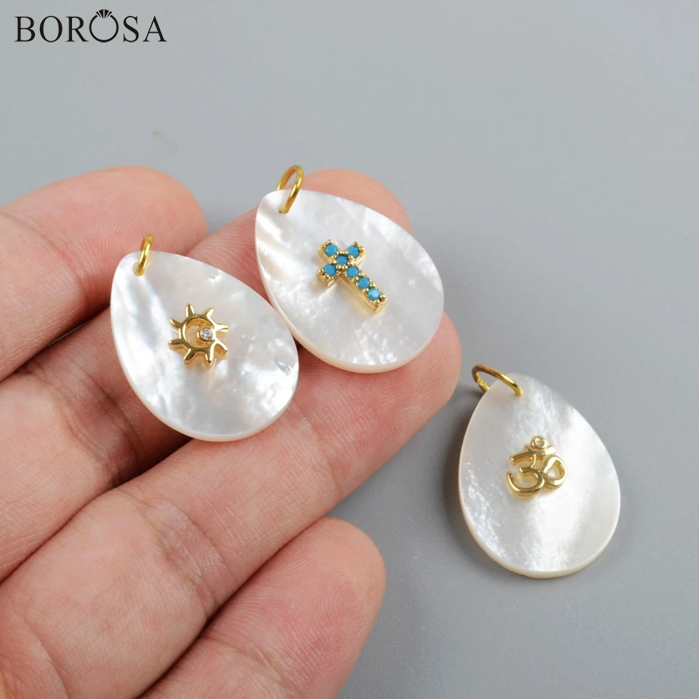BOROSA Shell Jewelry 10PCS Teardrop High Quality Natural White Shell Slice With Multi-shape Rainbow Zircon Charm Pendant G1803
BOROSA Shell Jewelry 10PCS Teardrop High Quality Natural White Shell Slice With Multi-shape Rainbow Zircon Charm Pendant G1803