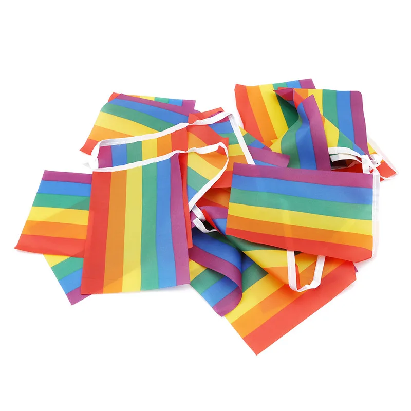 20pcs Rainbow Flag Strings Colorful Peace Flags Banner Pride Lesbian Gay Right Parade Hanging Bunting | Дом и сад