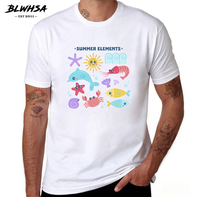 Футболка BLWHSA мужская с изображением морского элемента, креативная стильная рубашка из хлопка с коротким рукавом, уличная одежда, лето
Футболка BLWHSA мужская с изображением морского элемента, креативная стильная рубашка из хлопка с коротким рукавом, уличная одежда, лето