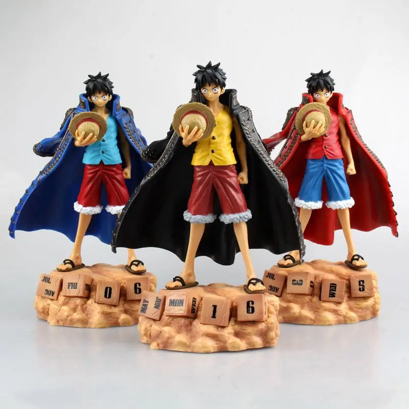 HKXZM 3 вида цветов аниме одна штука 20 см обезьянка D Luffy вечный календарь ПВХ фигурка