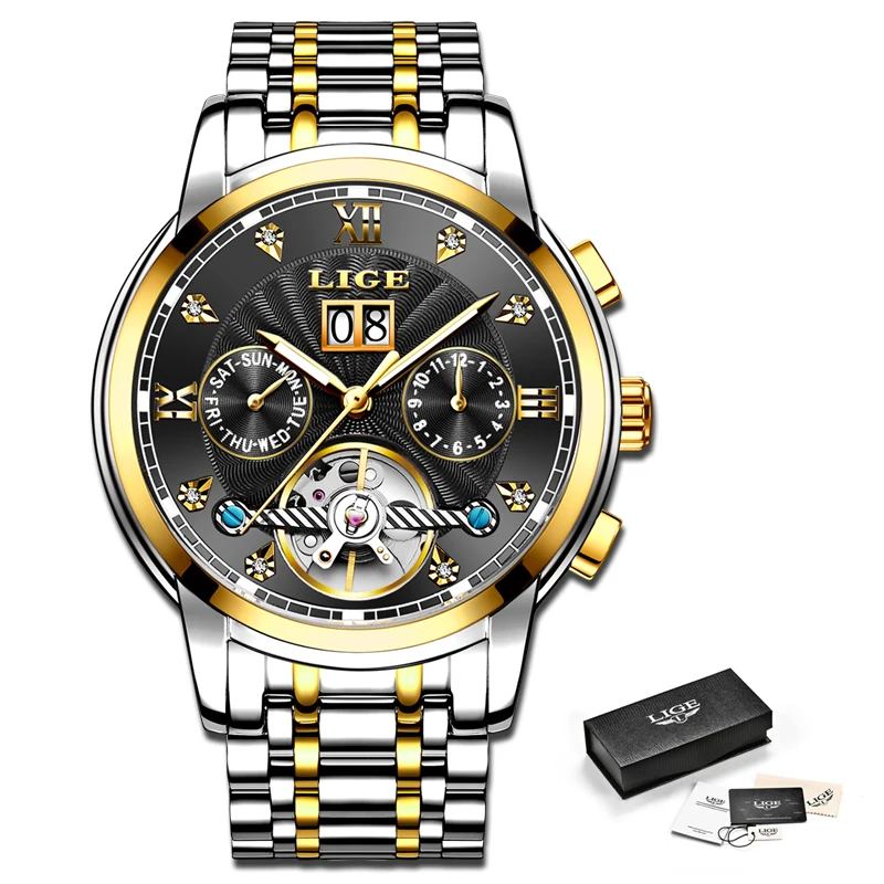 LIGE Men Watch Mechanical Tourbillon Luxury Fashion Brand Stainless Steel Sports Watches Mens Automatic Watch Relogio Masculino
LIGE Men Watch Mechanical Tourbillon Luxury Fashion Brand Stainless Steel Sports Watches Mens Automatic Watch Relogio Masculino