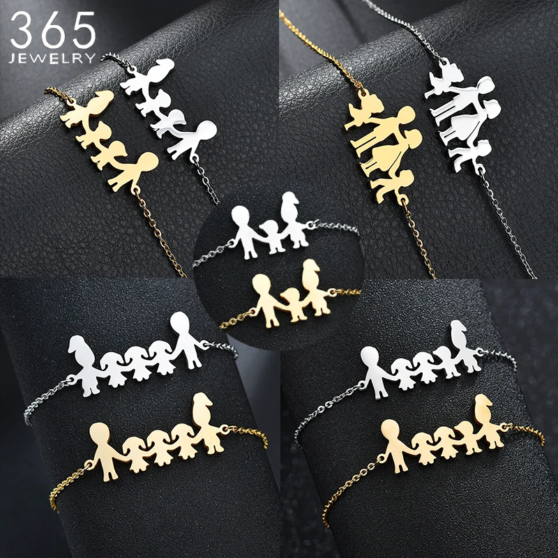 Cute Stainless Steel Mom Dad Kids Family Bracelets Women Gold Color Adjustable Figure Bracelets Girls Jewelry Gift
Cute Stainless Steel Mom Dad Kids Family Bracelets Women Gold Color Adjustable Figure Bracelets Girls Jewelry Gift
