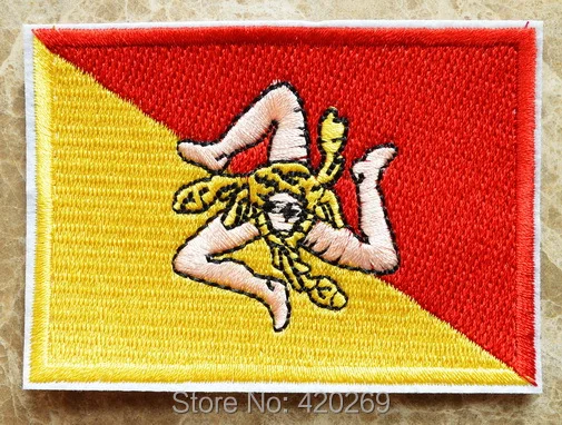 

120x ~ ITALY Sicilia Flag Iron On Patches, sew on patch,Appliques, Made of Cloth,100% Guaranteed Quality