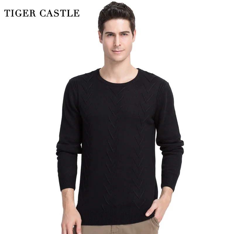 Мужской шерстяной свитер с замком тигра Повседневные вязаные мужские пуловеры