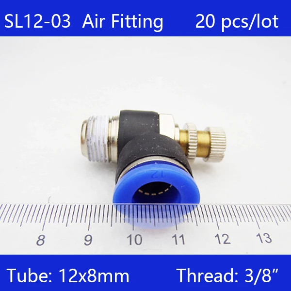 

HIGH QUALITY 20 pcs of SL12-03, 12mm Push In to Connect Fitting 3/8" Thread Pneumatic Speed Controller SL12-03