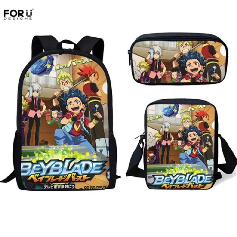 

Комплект школьных сумок FORUDESIGNS с аниме Beyblade Burst Evolution, сумки через плечо, брендовые Дизайнерские Большие портфели для студентов, вернуться в ...