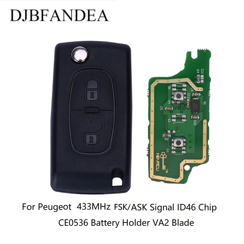 DJBFANDEA 2 Buttons ASK/FSK Signal 433MHz ID46 Chip Remtoe Car Key For Peugeot 207 307 308 407 408 Partner With VA2 Blade CE0536
DJBFANDEA 2 Buttons ASK/FSK Signal 433MHz ID46 Chip Remtoe Car Key For Peugeot 207 307 308 407 408 Partner With VA2 Blade CE0536
