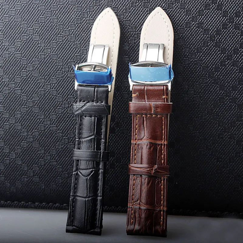 Black Brown Width 14mm 16mm 18mm 20mm 22mm 24mm Durable Leather Strap Silver Stainless Steel butterfly Buckle Watch Band
Black Brown Width 14mm 16mm 18mm 20mm 22mm 24mm Durable Leather Strap Silver Stainless Steel butterfly Buckle Watch Band