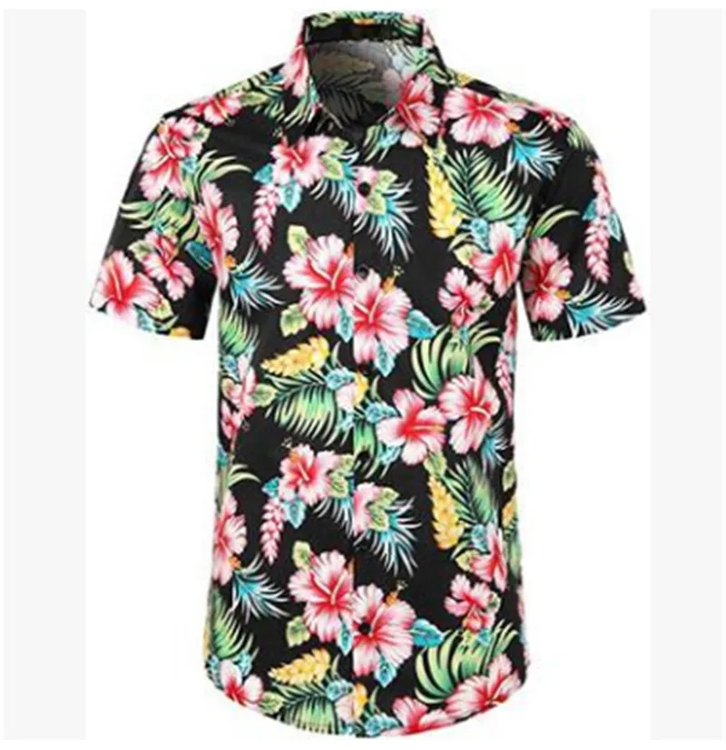 Мужская гавайская рубашка с коротким рукавом летняя пляжная морская цветочным