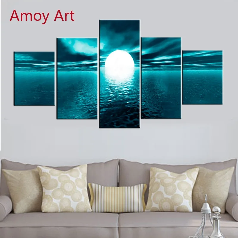 5 Panels White Full Moon Ocean Wall Pictures for Living Room Photo on Canvas Prints Wall Art Bedroom Home Decor Canvas Painting
5 Panels White Full Moon Ocean Wall Pictures for Living Room Photo on Canvas Prints Wall Art Bedroom Home Decor Canvas Painting