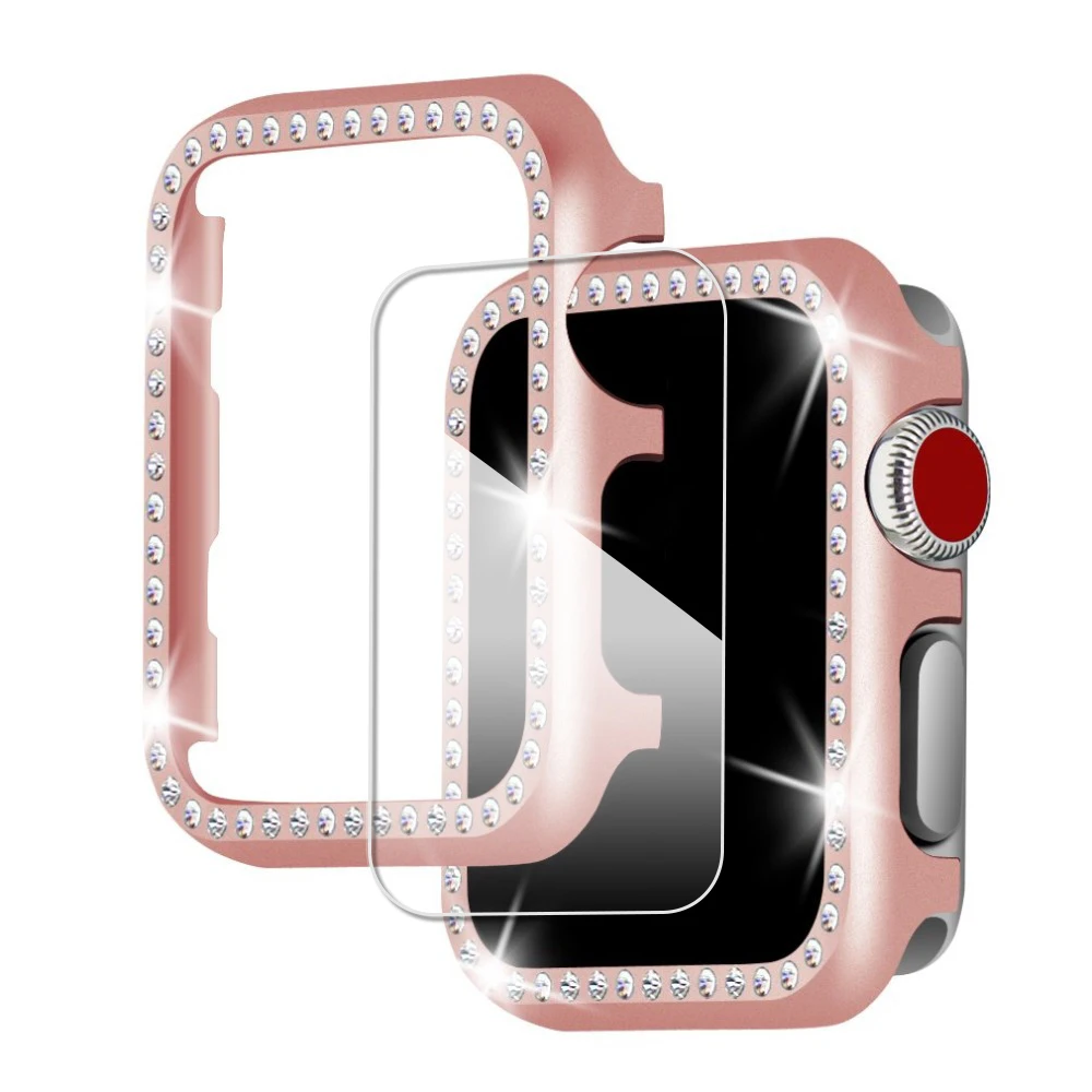 Алмазный чехол и ремешок для apple watch band 44 мм 40 iwatch 42 38 наручных часов с защитой