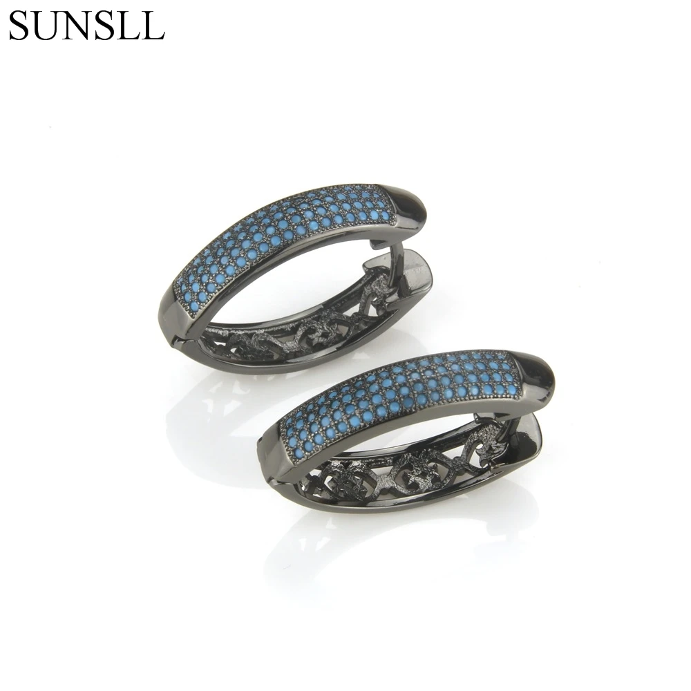 SUNSLL Black Color Copper Pins Earrings Blue Stone Hoop Earrings Women's Fashion Party Jewelry Cobre Nano Brincos
SUNSLL Black Color Copper Pins Earrings Blue Stone Hoop Earrings Women's Fashion Party Jewelry Cobre Nano Brincos