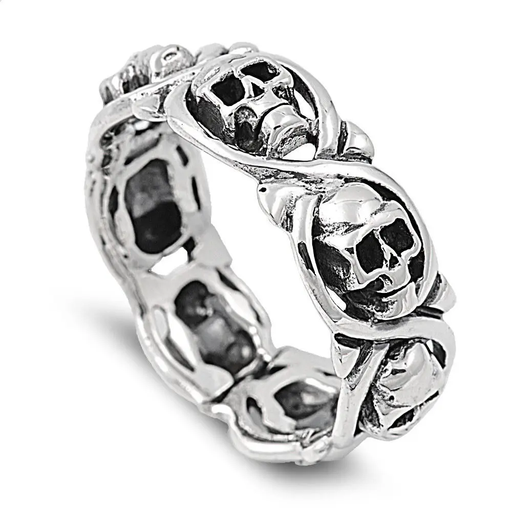Full Circle Skull Ring European and American Creative Vintage Silver Plated Skeleton Rings for Halloween Party Jewelry
Full Circle Skull Ring European and American Creative Vintage Silver Plated Skeleton Rings for Halloween Party Jewelry
