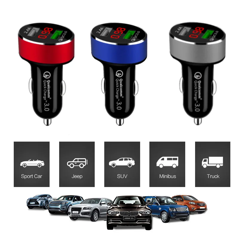 Автомобильное зарядное устройство с 2 USB-портами и поддержкой быстрой зарядки, 3,0 А
Автомобильное зарядное устройство с 2 USB-портами и поддержкой быстрой зарядки, 3,0 А