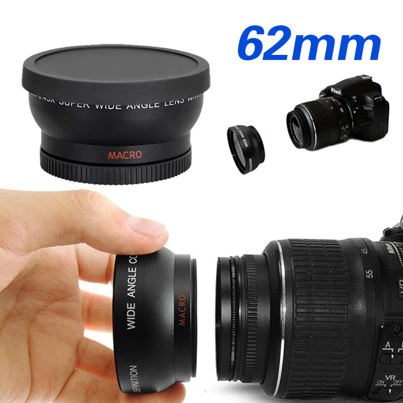 62 мм 0.45X супер макрообъектив рыбий глаз для макросъемки Canon NIKON Sony PENTAX DSLR SLR DV