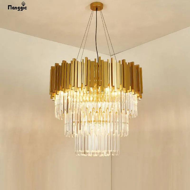 Luxury design crystal chandeliers dining room gold LED crystal chandeliers living room modern lamp AC110V 220V lights Manggic
Luxury design crystal chandeliers dining room gold LED crystal chandeliers living room modern lamp AC110V 220V lights Manggic