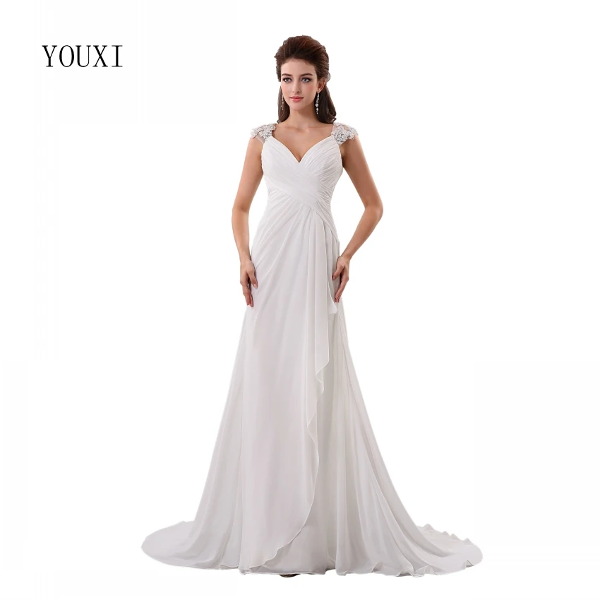 Vestido De Noiva Lace Beaded Chiffon V-Neck Beach Wedding Dress 2019 Under 100 Cheap Bride Dresses Wedding Gowns
Vestido De Noiva Lace Beaded Chiffon V-Neck Beach Wedding Dress 2019 Under 100 Cheap Bride Dresses Wedding Gowns