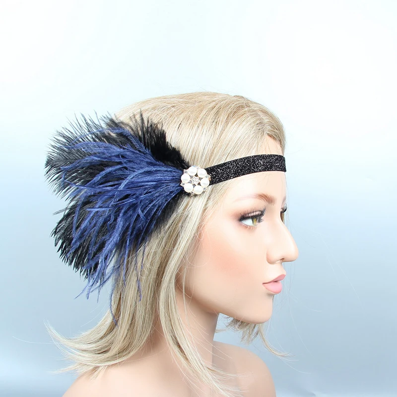 Black and Blue Feather Women Headband with Pearl Rhinestone Shining Bridal Headwear for Woman Wedding Special Occasion JWH002
Black and Blue Feather Women Headband with Pearl Rhinestone Shining Bridal Headwear for Woman Wedding Special Occasion JWH002
