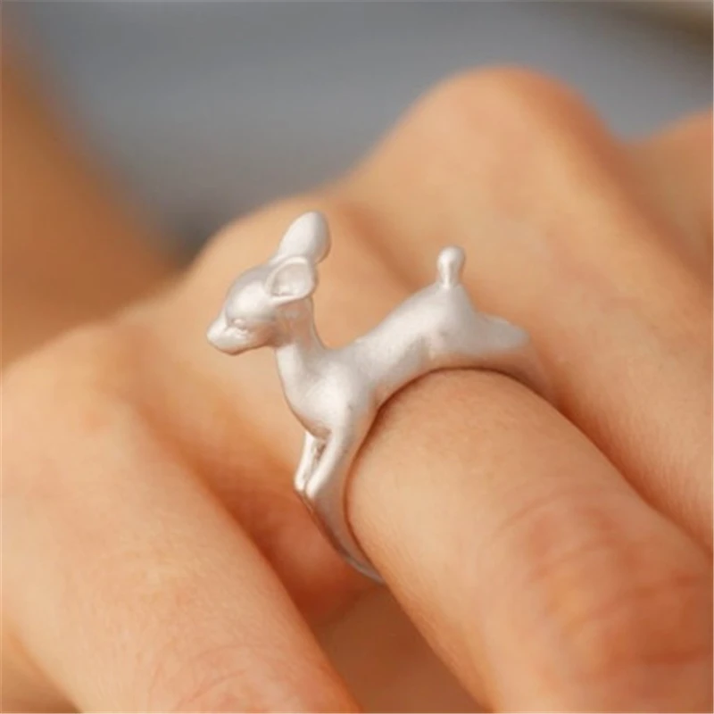 Модное кольцо с оленем и животными регулируемые парные ювелирные кольца подарок