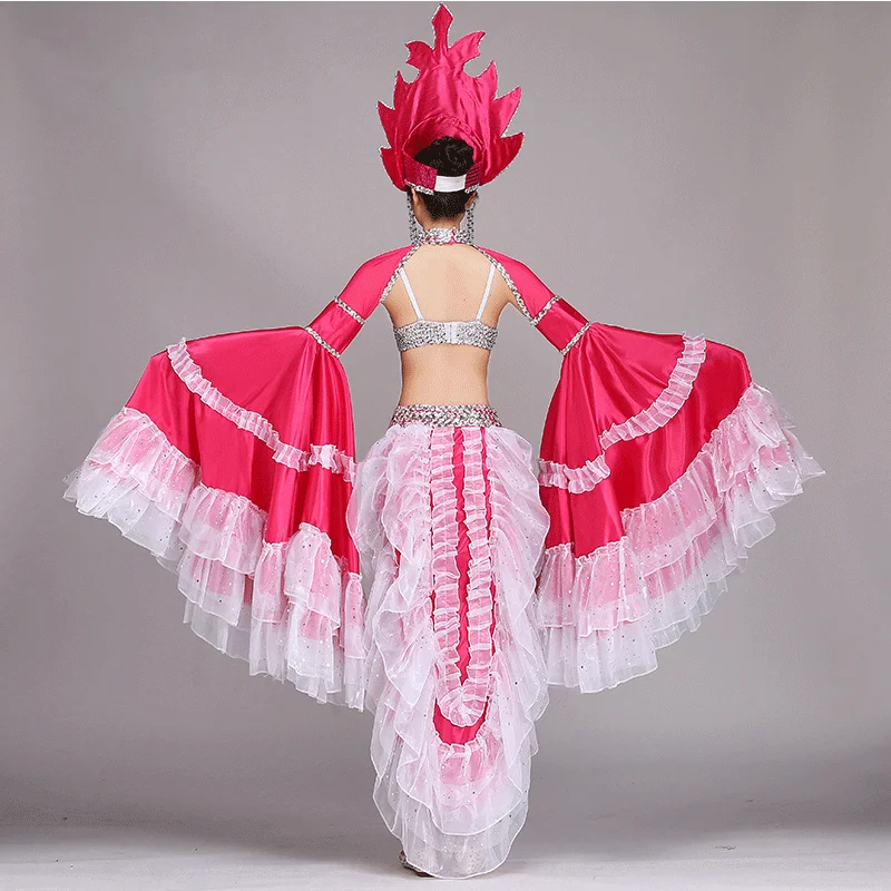 Женский костюм с юбкой-павлином откровенный для танцев и представлений |