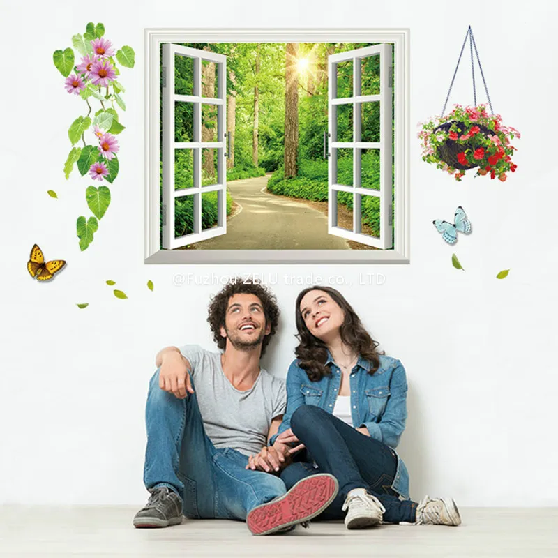 Creative 3D Деревьев Вдоль Trail Стикер Стены DIY Украшения Дома Современные Пейзаж