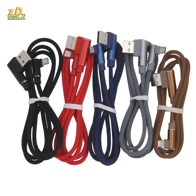 100 шт./лот 1 м/2 м/3 м 2 стороны 90 градусов ткань налокотник Micro 5pin 8pin Type-C кабель