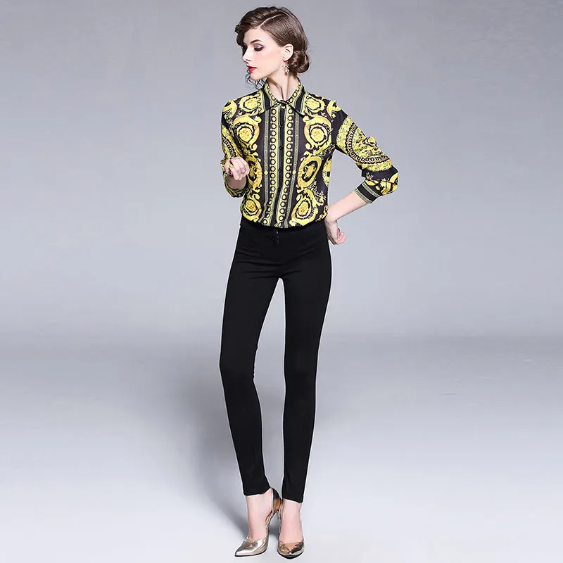 Willstage Women Shirts Golden Crown Printed Blouse Long Sleeve Pattern Formal Office lady Work wear 2019 Autumn Blouses Elegant
Willstage Women Shirts Golden Crown Printed Blouse Long Sleeve Pattern Formal Office lady Work wear 2019 Autumn Blouses Elegant