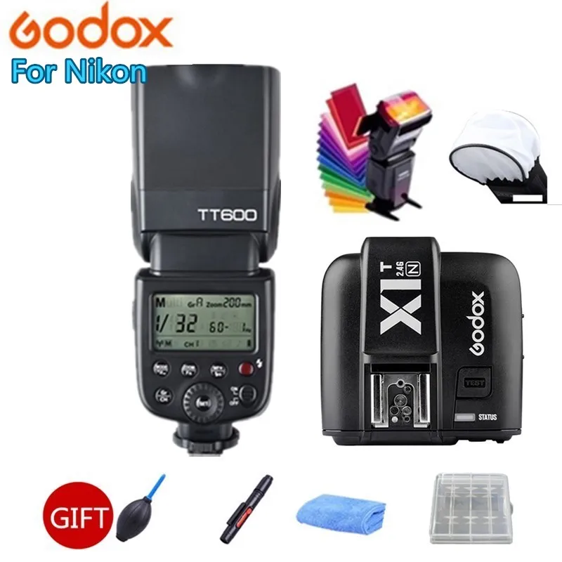 Godox TT600 Camera Flash 2.4G Wireless Master Slave Speedlite + X1T-N TTL HSS Wireless Flash Trigger for Nikon Camera
Godox TT600 Camera Flash 2.4G Wireless Master Slave Speedlite + X1T-N TTL HSS Wireless Flash Trigger for Nikon Camera