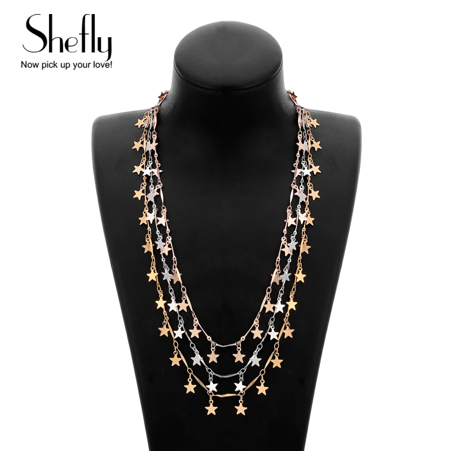 Bohemia Necklaces Women Jewelry Silver Plated Plated Star Charm Statement Necklace Multi Layers Maxi Collar Sweater Chain Choker
Bohemia Necklaces Women Jewelry Silver Plated Plated Star Charm Statement Necklace Multi Layers Maxi Collar Sweater Chain Choker