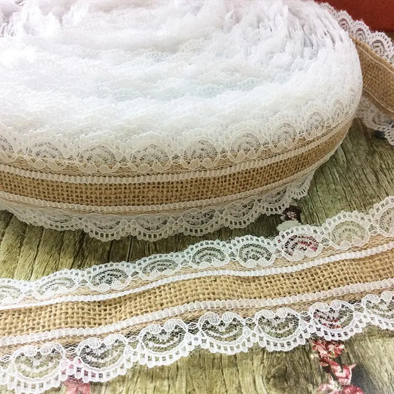 25MM*1M 25mm Natural Jute Burlap Hessian Lace Ribbon with White Lace Trim Rustic Vintage Wedding Party Decor
25MM*1M 25mm Natural Jute Burlap Hessian Lace Ribbon with White Lace Trim Rustic Vintage Wedding Party Decor