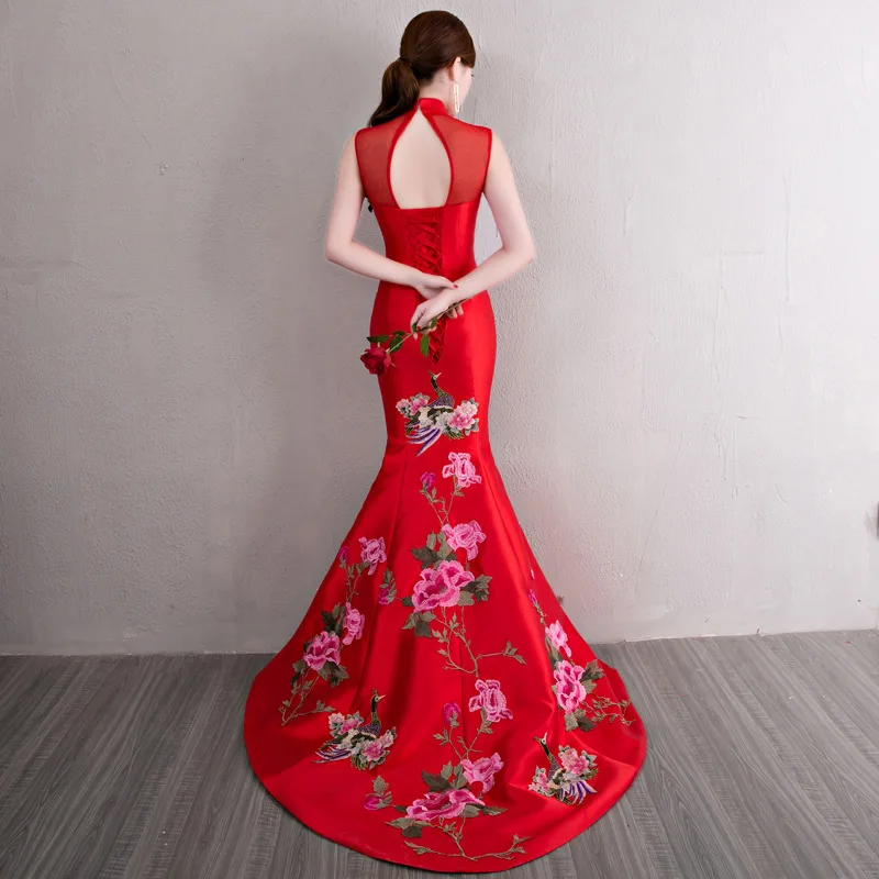 Chinese Style Wedding Long Cheongsam Retro Sexy Slim Party Evening Dress Marriage Gown Qipao Fashion Lady Clothes Vestidos RED
Chinese Style Wedding Long Cheongsam Retro Sexy Slim Party Evening Dress Marriage Gown Qipao Fashion Lady Clothes Vestidos RED