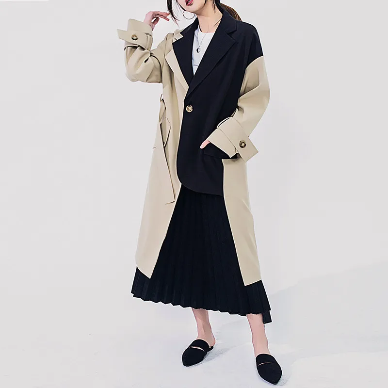 Women Trench Coat 2019 Spring Autumn New Contrast Color Splice Windbreaker Female Suit Collar Long Sleeve Casual Outerwear R489
Women Trench Coat 2019 Spring Autumn New Contrast Color Splice Windbreaker Female Suit Collar Long Sleeve Casual Outerwear R489