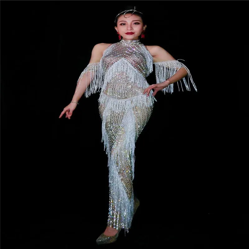X21 Ballroom dance evening tassel long dress female perform wears tassel skirt Rhinestone outfits bar clothe stage costume disco
X21 Ballroom dance evening tassel long dress female perform wears tassel skirt Rhinestone outfits bar clothe stage costume disco