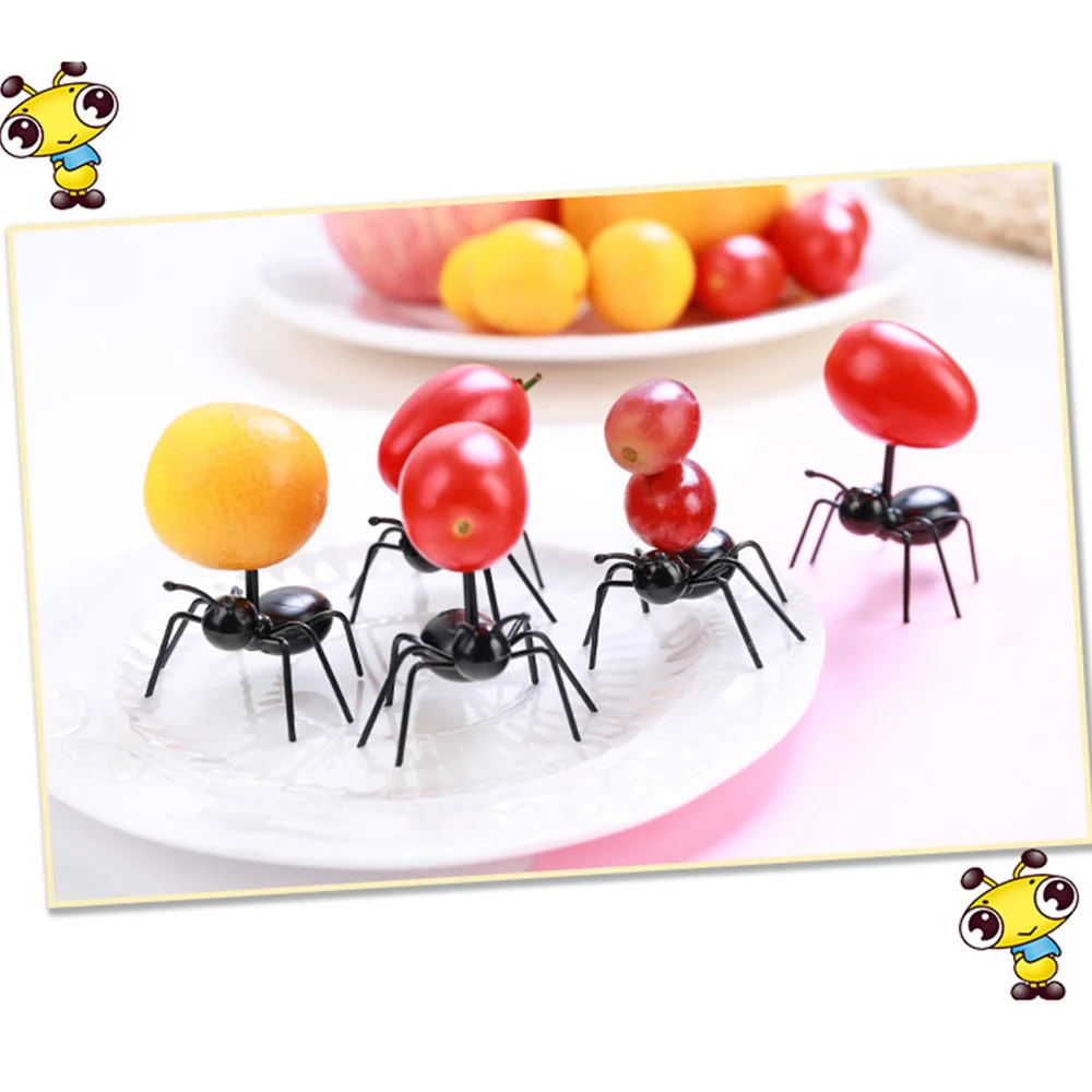 Фото 12 штук DIY mini Cos вилка для фруктов и муравьев пластиковая декоративная кухонная