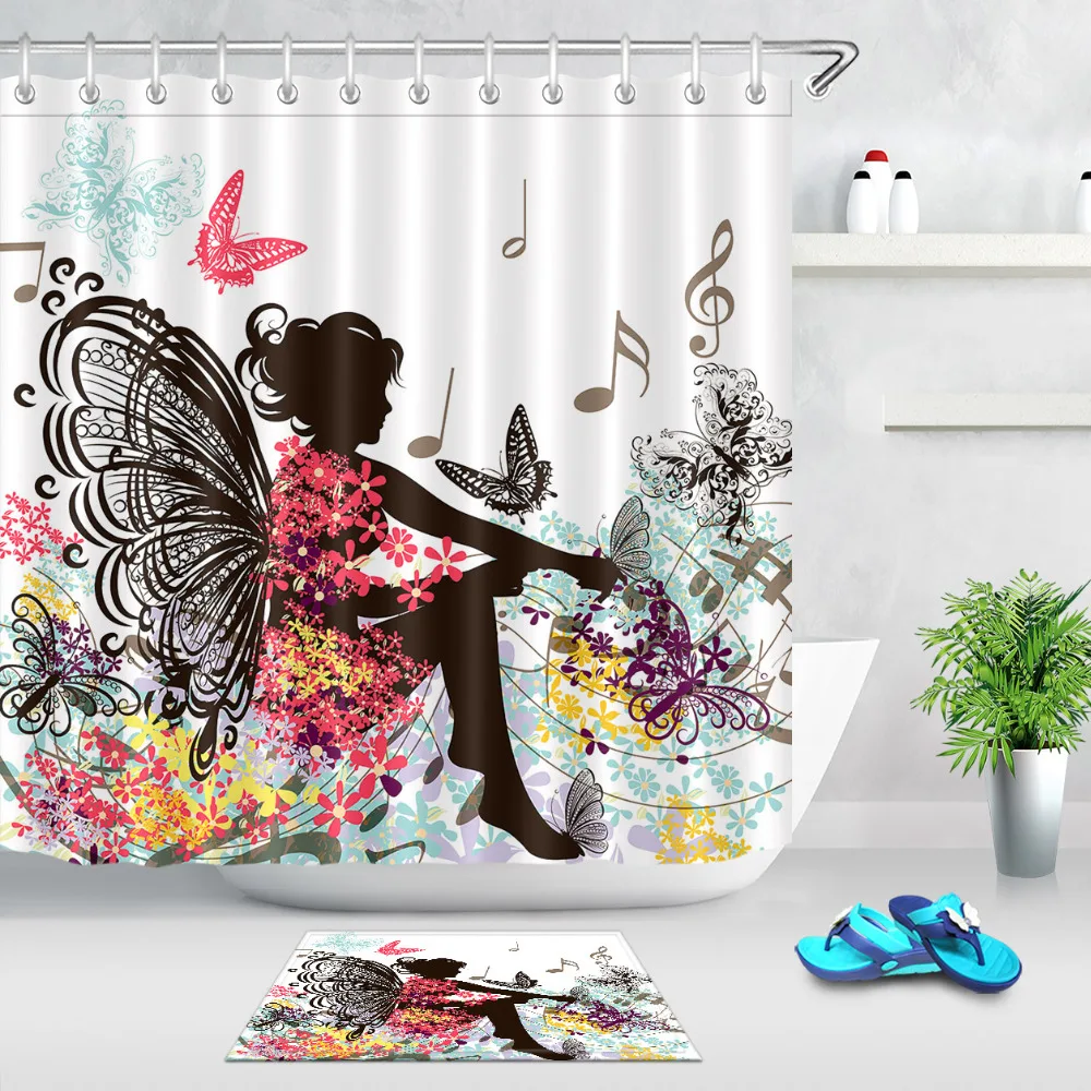 LB Red Butterfly Fairy Girl with black Wings Sings in Pink flower Shower Curtain Polyester Fabric Waterproof Bathroom Curtain
LB Red Butterfly Fairy Girl with black Wings Sings in Pink flower Shower Curtain Polyester Fabric Waterproof Bathroom Curtain
