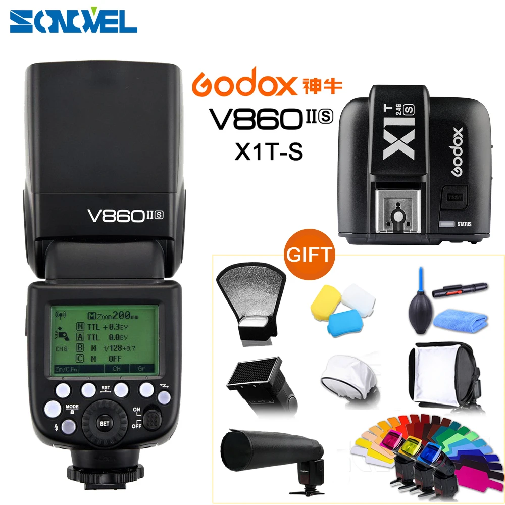 Godox V860II S TTL вспышка Speedlite Flash GN60 HSS 1/8000s литий ионный аккумулятор 2 4G X система + X1T