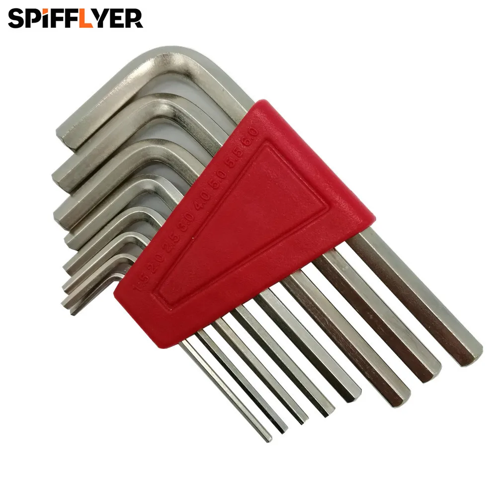 Ключ шестигранный SPIFFLYER, 1,5-6,0 мм, L-образный, набор гаечный ключей, CR-V, 8 шт.
Ключ шестигранный SPIFFLYER, 1,5-6,0 мм, L-образный, набор гаечный ключей, CR-V, 8 шт.