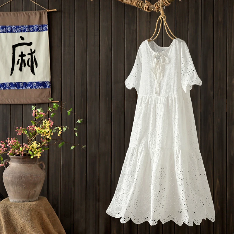 Front Back Both Wear --Vintage Hollow Out Loose A-Line Cotton Dress Lolita Sweet Dress
Front Back Both Wear --Vintage Hollow Out Loose A-Line Cotton Dress Lolita Sweet Dress