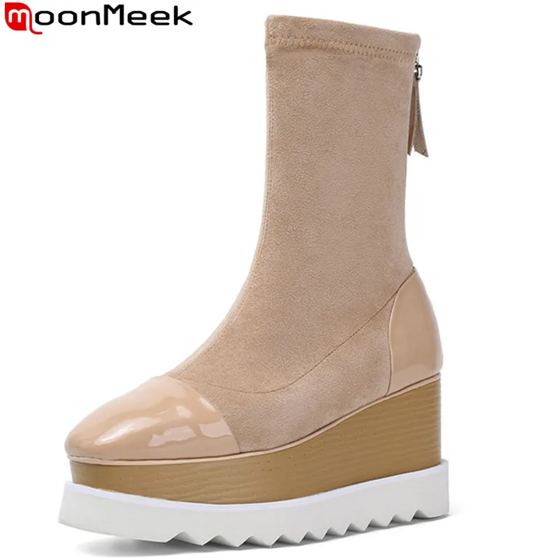 MoonMeek 2020 new autumn winter boots square toe suede leather boots platform wedges shoes high heels ankle boots for women
MoonMeek 2020 new autumn winter boots square toe suede leather boots platform wedges shoes high heels ankle boots for women