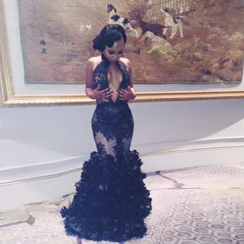 2019 African Women Mermaid Evening Formal Dresses Sexy Backless Long Party Gowns Halter Appliques Nigerian Prom Gowns Custom
2019 African Women Mermaid Evening Formal Dresses Sexy Backless Long Party Gowns Halter Appliques Nigerian Prom Gowns Custom