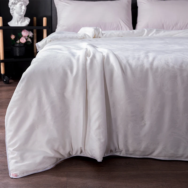 100% шелк белое одеяло/пододеяльник для лета и зимы Королевский двуспальный Размер