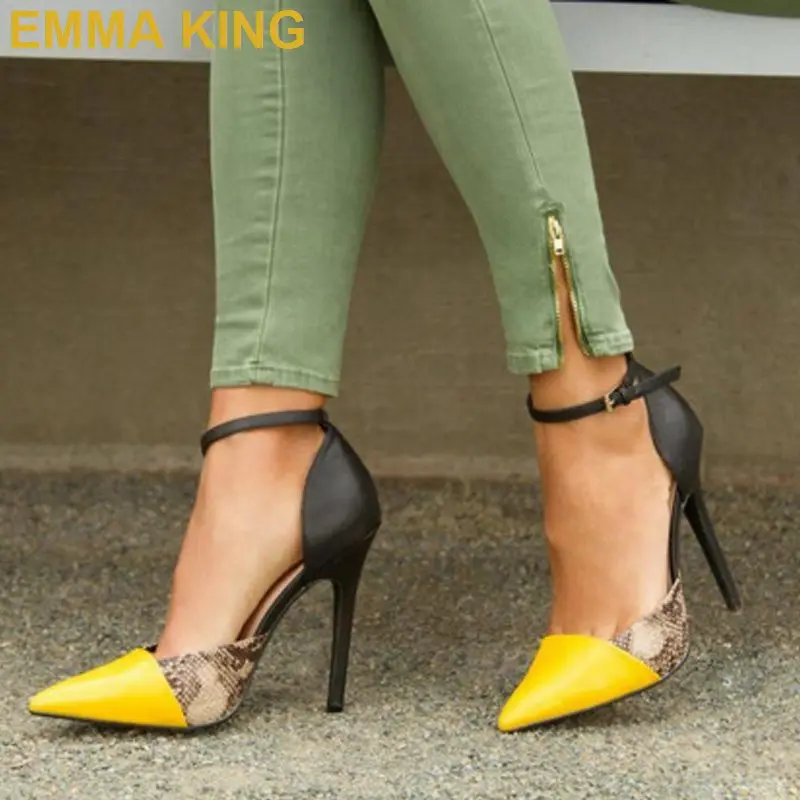 EMMA KING Patchwork Snakeskin PU Leather Pumps Fashion Women Shoes High Heels Ankle Strap Buckle Ladies Stiletto Heels Shoes
EMMA KING Patchwork Snakeskin PU Leather Pumps Fashion Women Shoes High Heels Ankle Strap Buckle Ladies Stiletto Heels Shoes