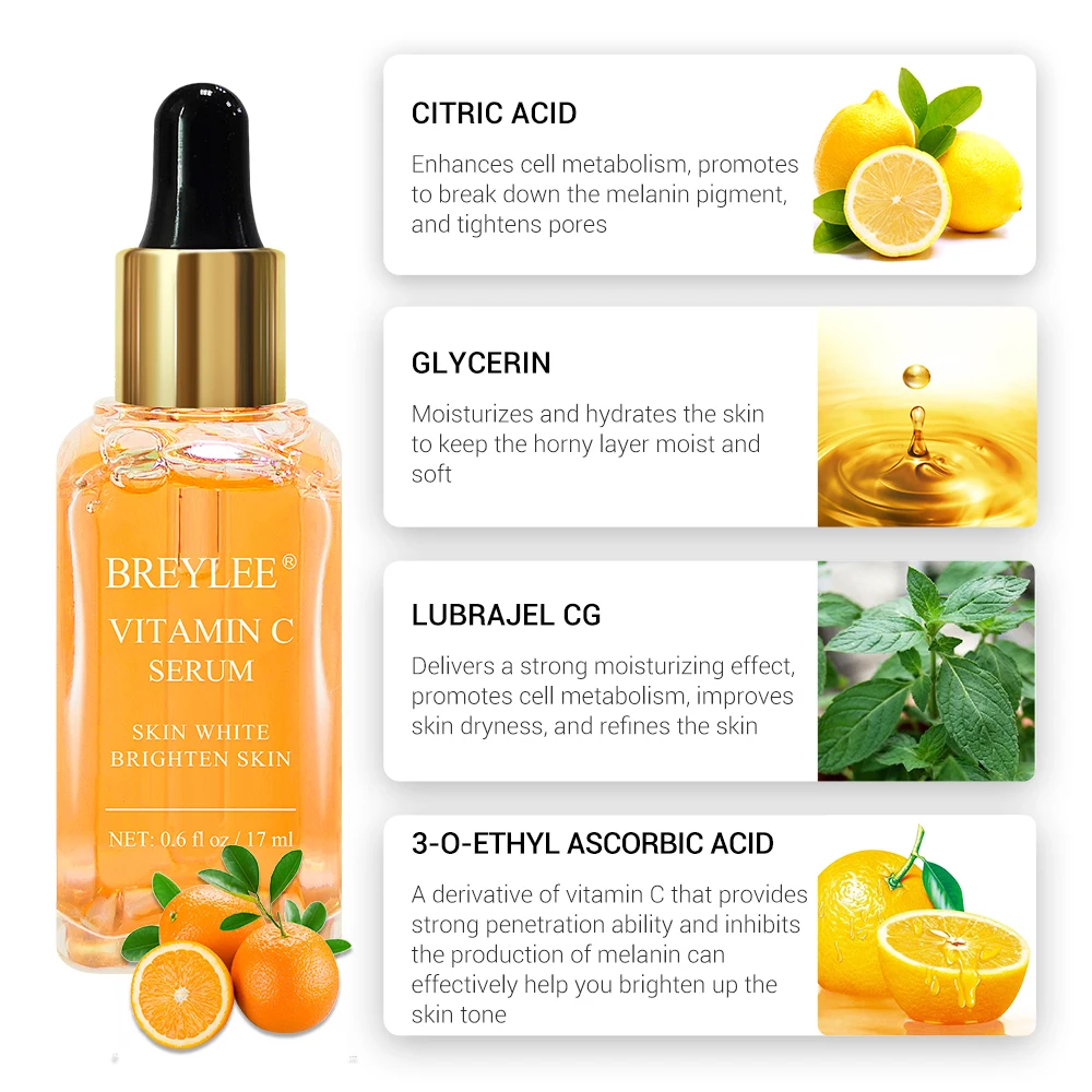 BREYLEE Vitamin C Whitening Serum Citric Acid Moisturizing Fade Dark Spots Freckle Anti Aging Facial Vitamins Skin Care
BREYLEE Vitamin C Whitening Serum Citric Acid Moisturizing Fade Dark Spots Freckle Anti Aging Facial Vitamins Skin Care