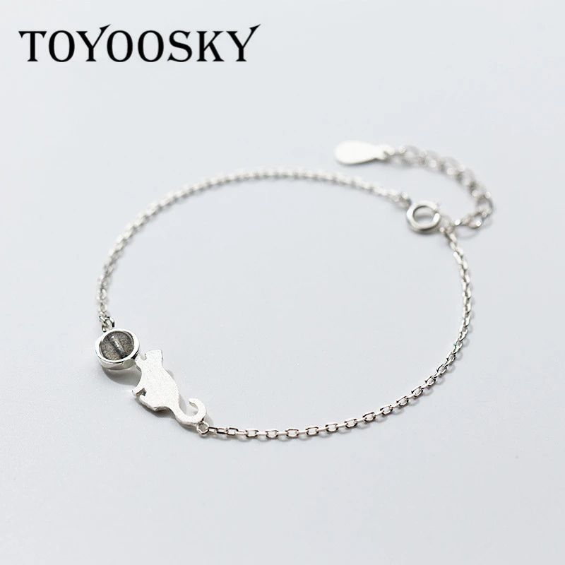 16+3cm Cat With Moon Light Stone Bracelet Child Girl's Lucky 925 Sterling Silver Animal Clavicle Chain Jewelry
16+3cm Cat With Moon Light Stone Bracelet Child Girl's Lucky 925 Sterling Silver Animal Clavicle Chain Jewelry