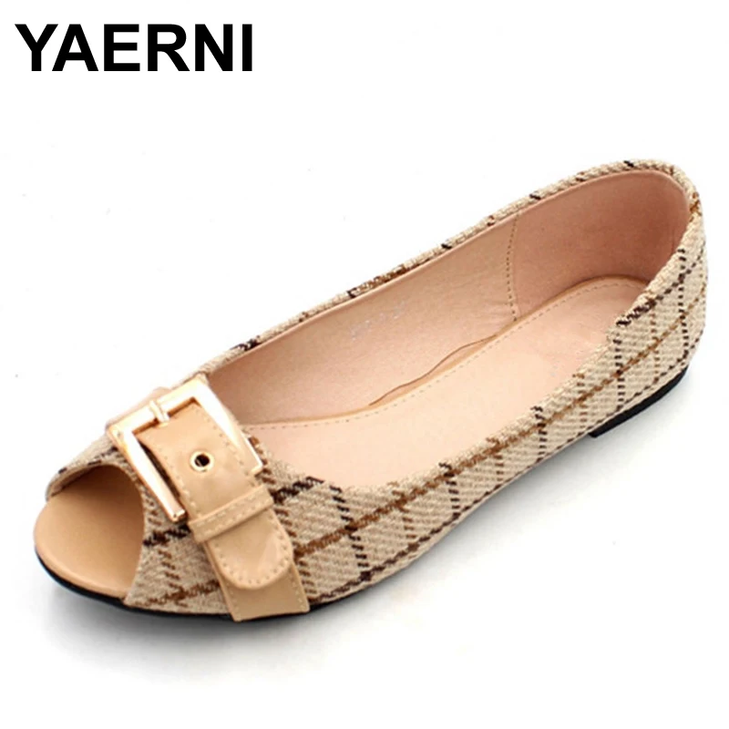 YAERNI Fashion Women shoes Flats Checkered Cotton Fabric Peep Toe Buckle Flats Comfortable Big Size Casual Woman Summer shoes
YAERNI Fashion Women shoes Flats Checkered Cotton Fabric Peep Toe Buckle Flats Comfortable Big Size Casual Woman Summer shoes