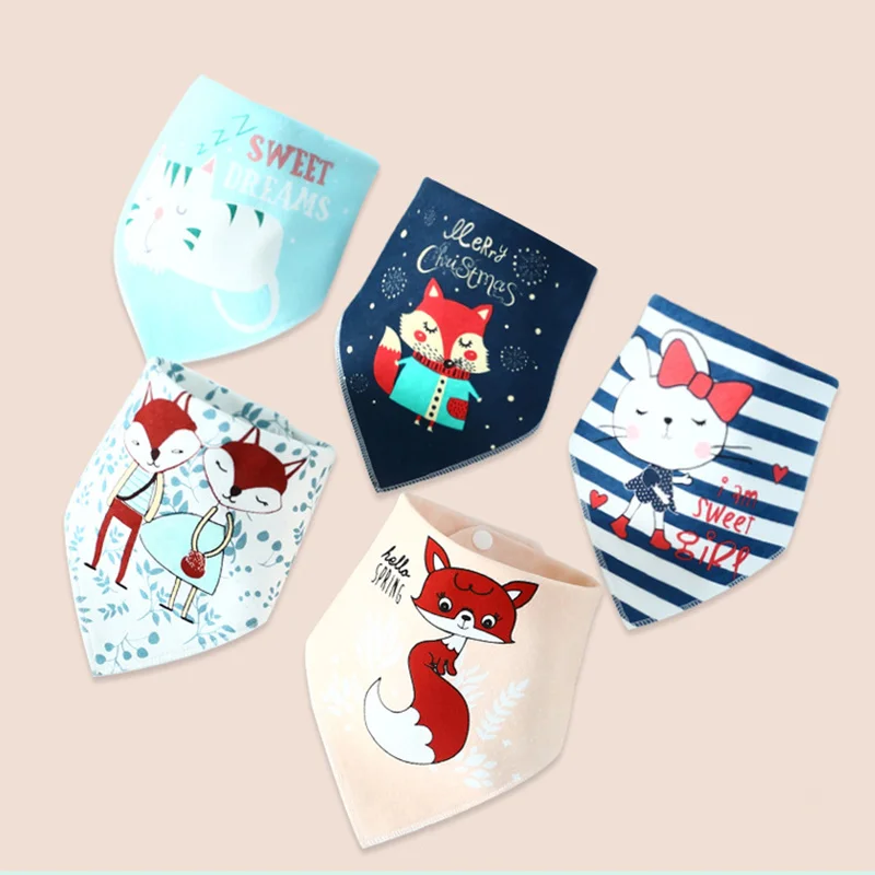 Baby Bibs for Boy Girl Bandana Bib Burp Cloth Print Animal Triangle Cotton Scarf Meal Collar Accessories | Детская одежда и обувь